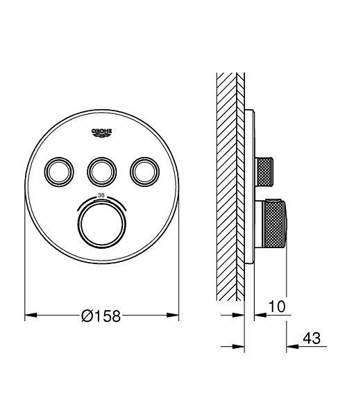 Virštinkinė maišytuvo SmartControl dalis, 3 valdikliai, hard graphite spalva