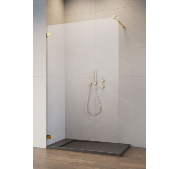 Radaway Essenza pro 8 Gold Walk-in dušo pertvara 6 mm stiklas : Profilio spalva - Aukso, Stiklas - Skaidrus, Walk-in dušo pertvaros nominalus matmuo - 115