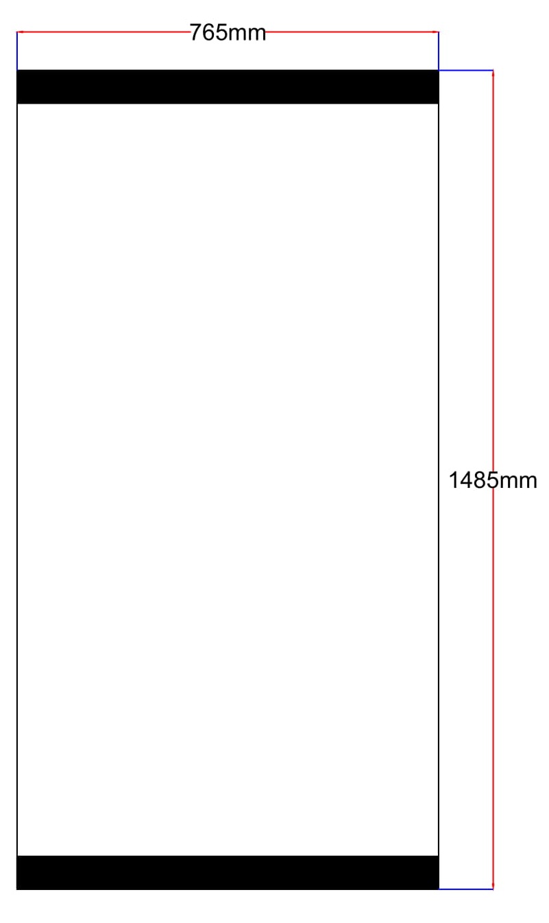 Dušo kabinos šoninis stiklas tiesus 765x1485 grey dekoras 3.124.