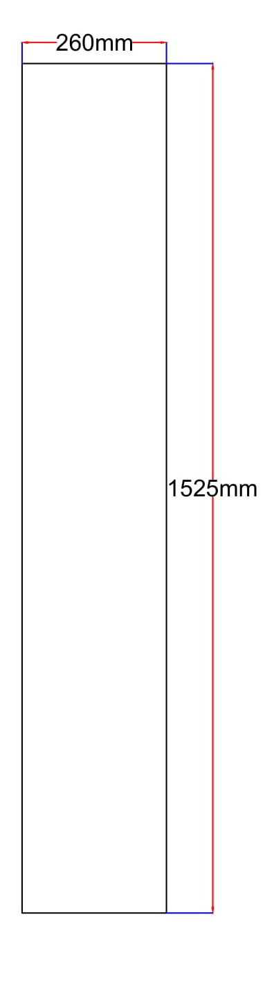 Dušo kabinos šoninis stiklas tiesus 260x1525 grey 8.2.