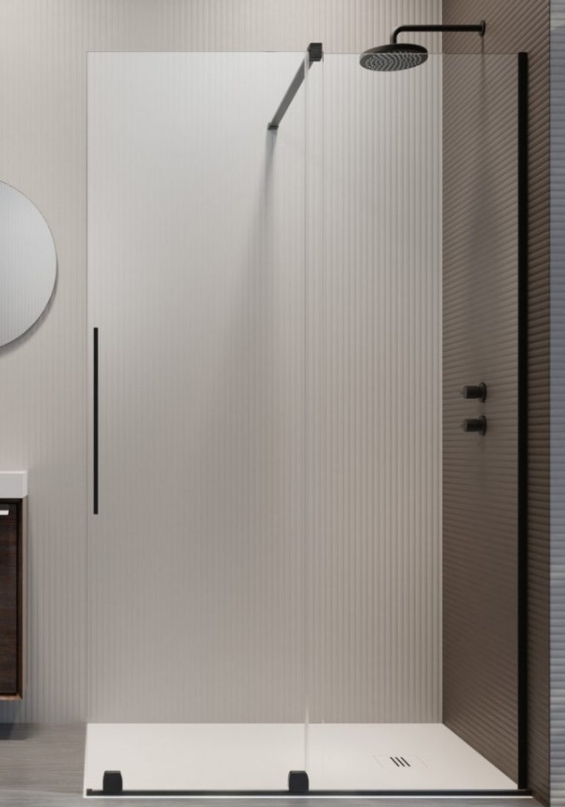 Durys Radaway FURO BLACK Walk-in 638x2000, dešinė, skaidrus/juoda