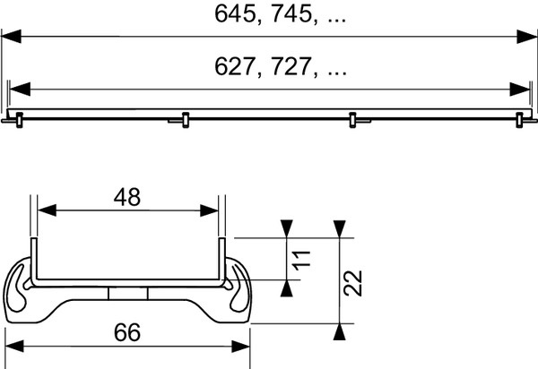 TECEdrainline dušo latako grotelės plytelei įklijuoti "plate", tiesios, L-800