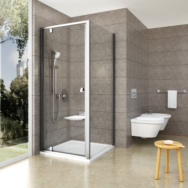 Stacionari sienelė Ravak Pivot, PPS-80, satinas+stiklas Transparent
