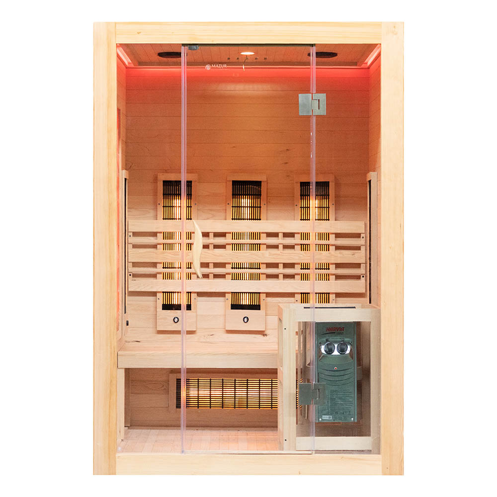 Infraraudonųjų spindulių pirtis su HARVIA 3,5 kW krosnele ir druskos akmeniu AMO-SW2 COMBO 130x110x190 cm