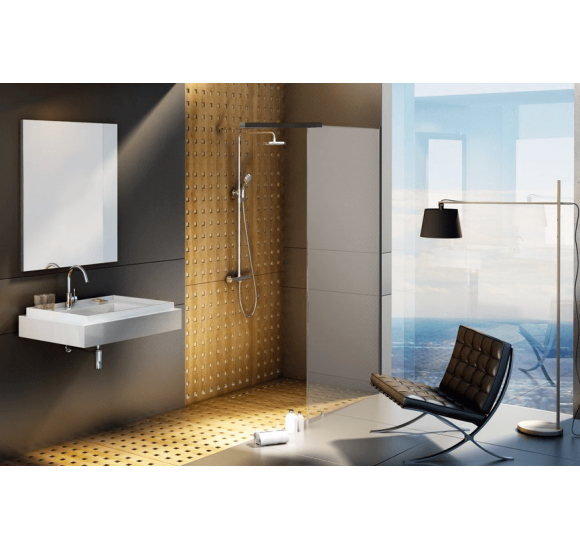 Stacionari dušo sienelė RAVAK Walk in Wall 60-160cm : Profilio spalva - Juoda, Stiklas - Skaidrus, Walk-in dušo pertvaros nominalus matmuo - 90