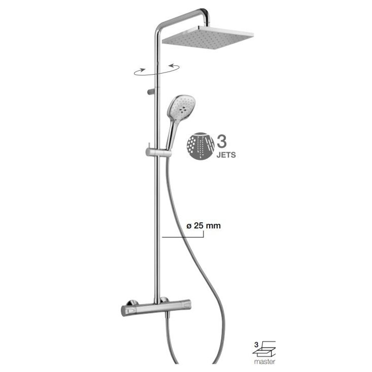 Alpi City Plus termostatinė dušo sistema CRL87SP2151