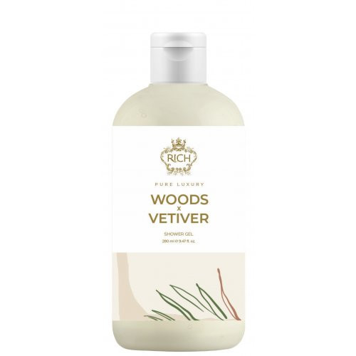 Rich Pure Luxury Woods & Vetiver Shower Gel Drėkinamoji ir maitinamoji dušo želė su švelniu medienos aromatu, 280ml