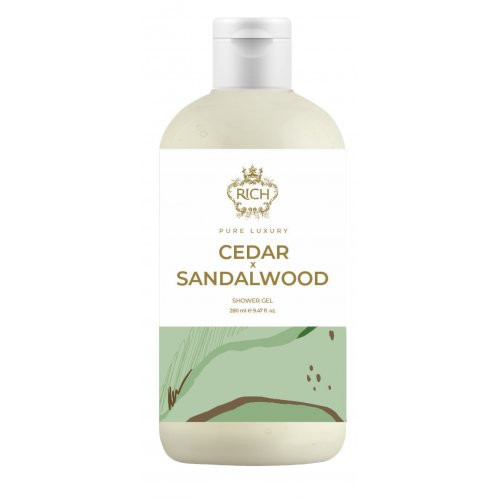 Rich Pure Luxury Cedar & Sandalwood Shower Gel Drėkinamoji ir maitinamoji dušo želė su ryškiu medienos aromatu, 280ml