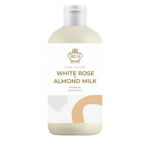 Rich Pure Luxury White Rose & Almond Milk Shower Gel Drėkinamoji ir maitinamoji dušo želė su švelniu gėlių aromatu, 280ml