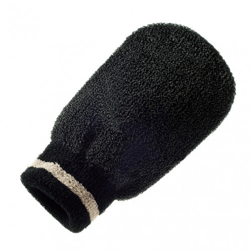 Hydrea London Exfoliating Spa Mitt - Medium/Hard Texture Kūno šveitimo pirštinė (vidutinė/ kieta), Black