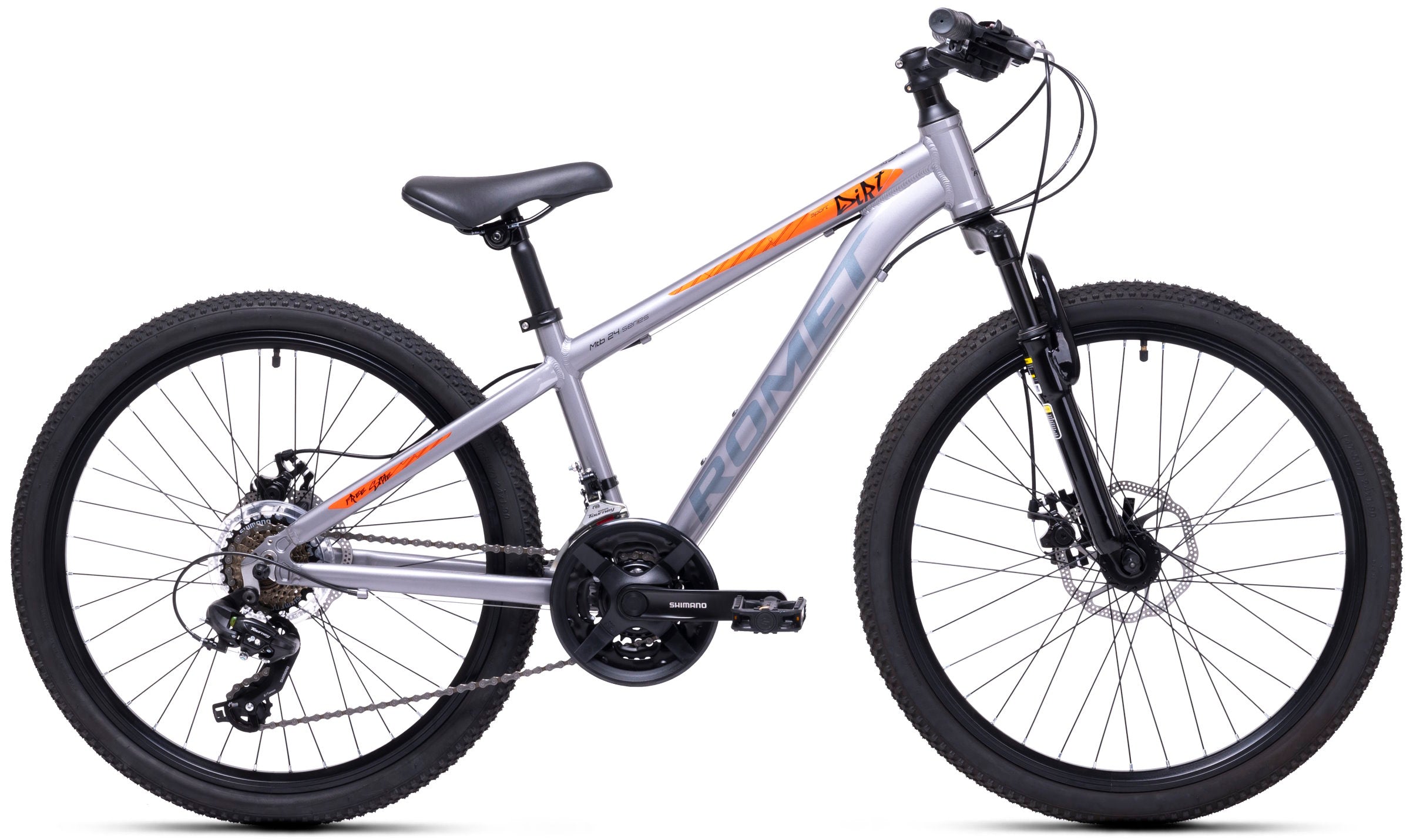 Dviratis Romet Rambler DIRT 24 2025 silver-orange