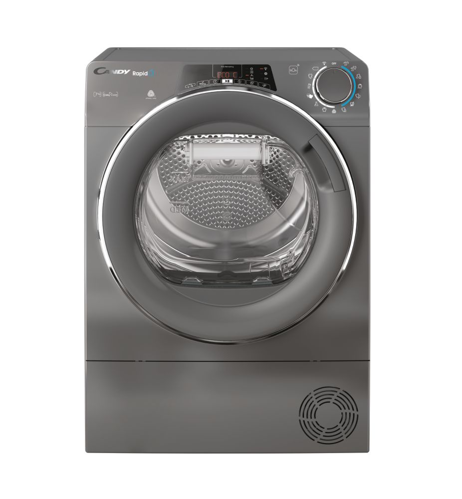 Džiovyklė Candy Dryer Machine RO4 H7A2TCERX-S Energy efficiency class A++, Front loading, 7 kg, TFT, Depth 46.5 cm, Wi-Fi, Grey