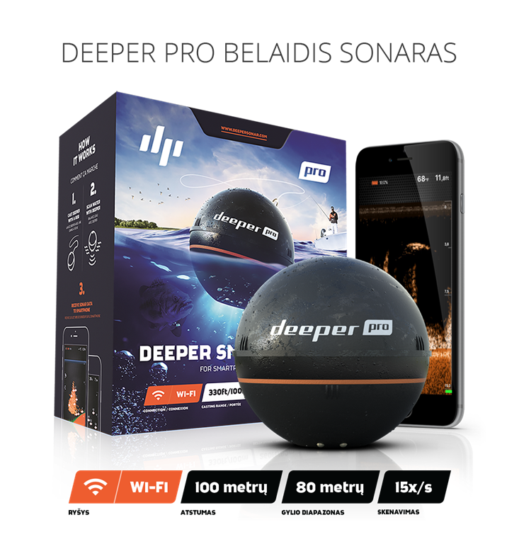 Žuvų paieškos sensorius DEEPER PRO