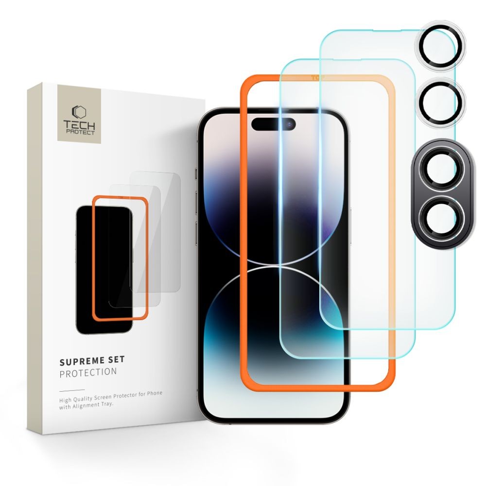 Apsauginių stikliukų rinkinys "Tech-Protect Supreme Set 3-Pack" telefonui iPhone 16