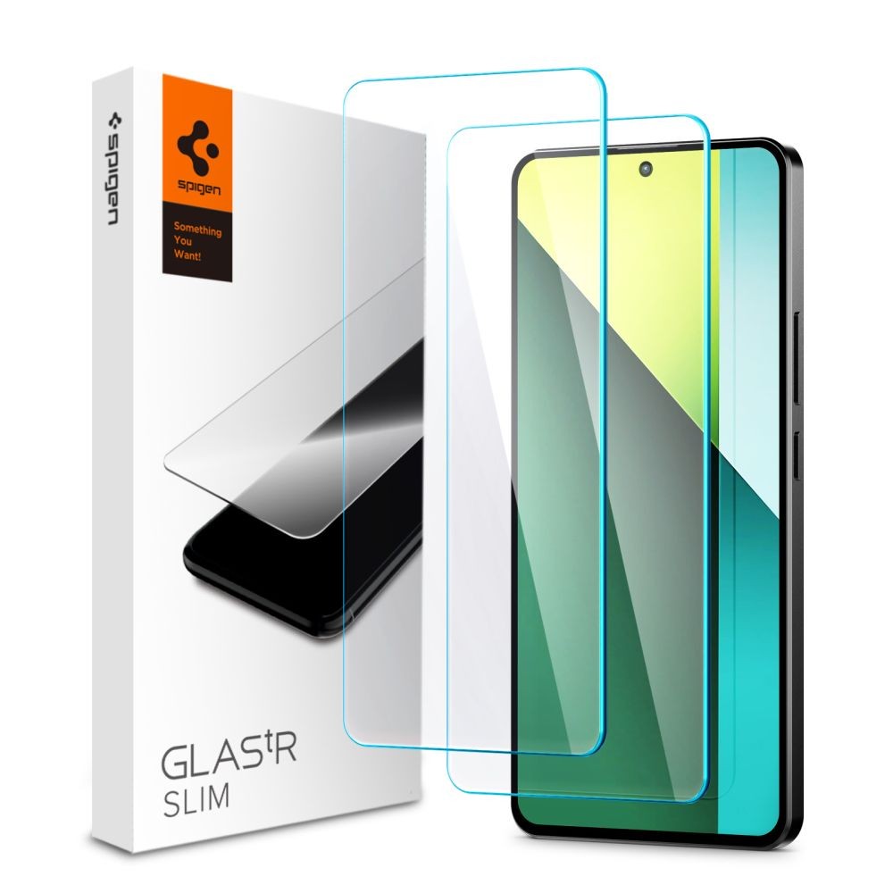 Skaidrus apsauginis grūdintas stiklas (2vnt)"Spigen Glas.Tr Slim 2-Pack" telefonui Xiaomi Redmi Note 13 Pro 5G