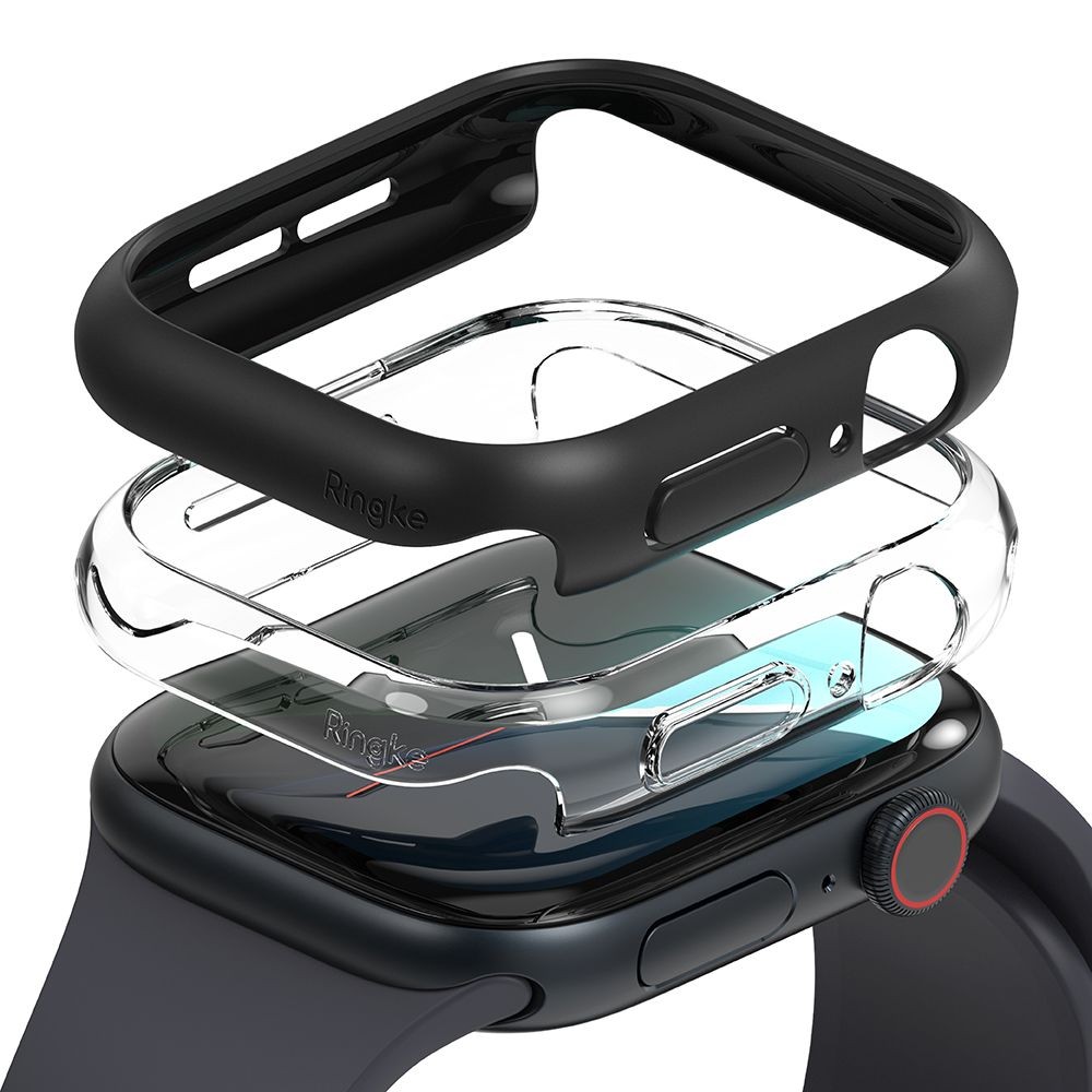 Dėklai "Ringke Slim" (2vnt) juodas/skaidrus laikrodžiui Apple Watch 10 (42 MM)