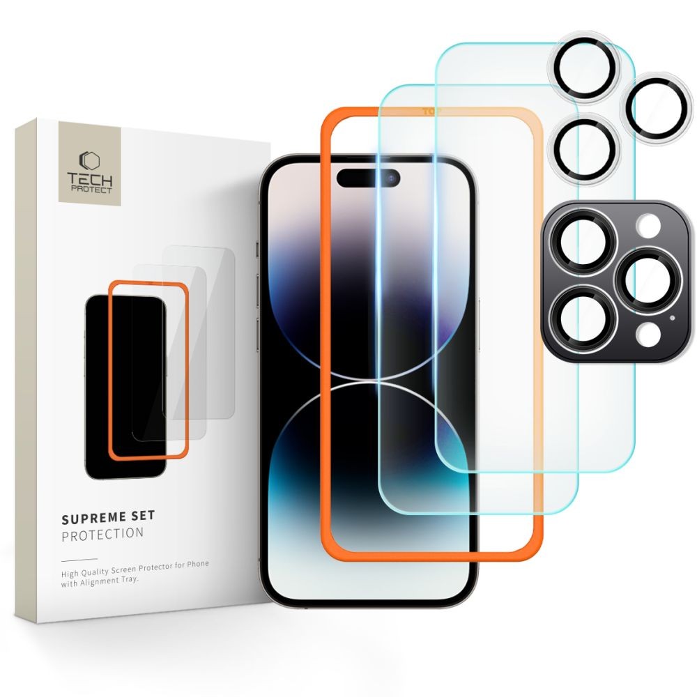 Apsauginių stikliukų rinkinys "Tech-Protect Supreme Set 3-Pack" telefonui iPhone 16 Pro