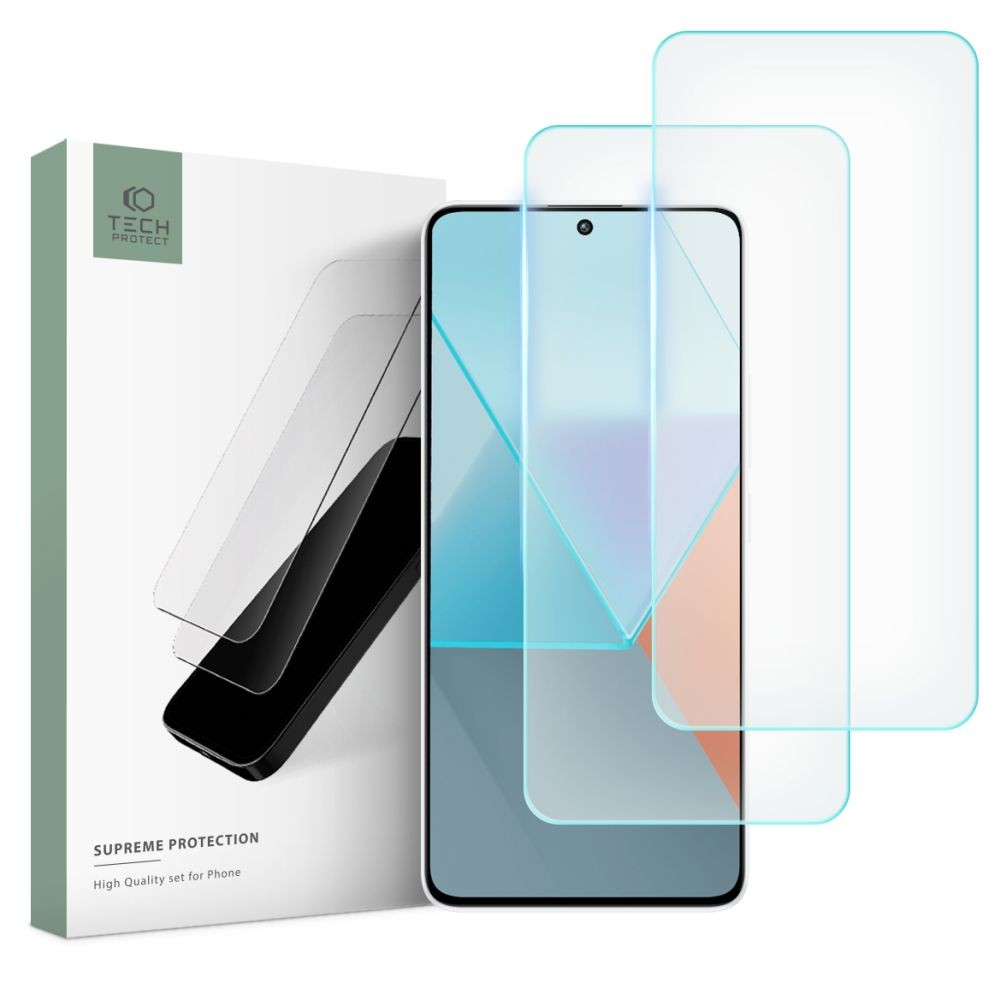 Skaidrus grūdintas stiklas (2vnt) "Tech-Protect Supreme" telefonui Xiaomi Redmi Note 13 / 13 PRO / 4G / 5G