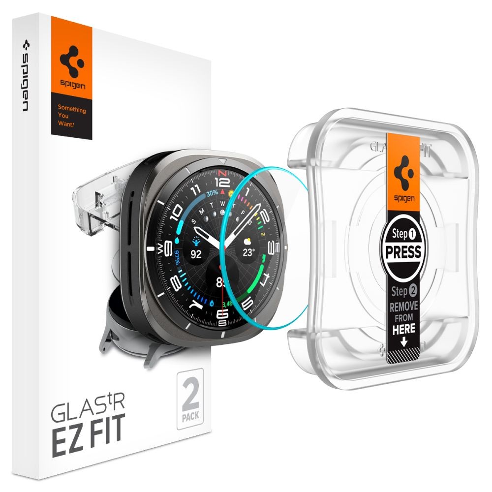 Apsauginis stiklas "Spigen Glas.Tr ”EZ-FIT” (2-vnt) su montavymo rėmeliu laikrodžiui Galaxy Watch Ultra (47 MM)
