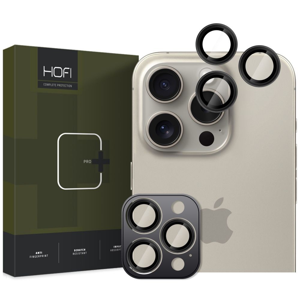 Juodos spalvos apsauga "Hofi Camring Pro+" telefono kamerai Apple iPhone 16 Pro / 16 Pro Max