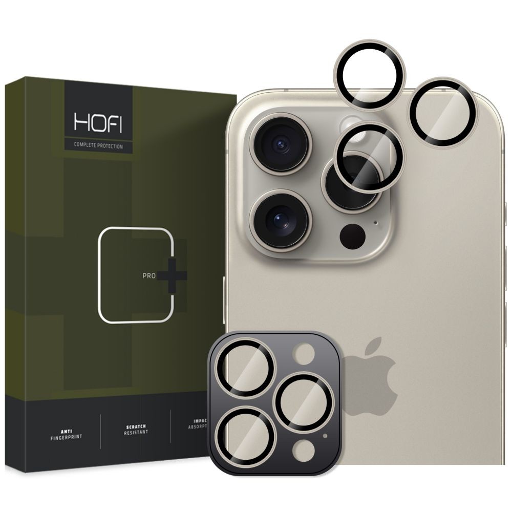 Sidabro spalvos apsauga "Hofi Camring Pro+" telefono kamerai Apple iPhone 16 Pro / 16 Pro Max