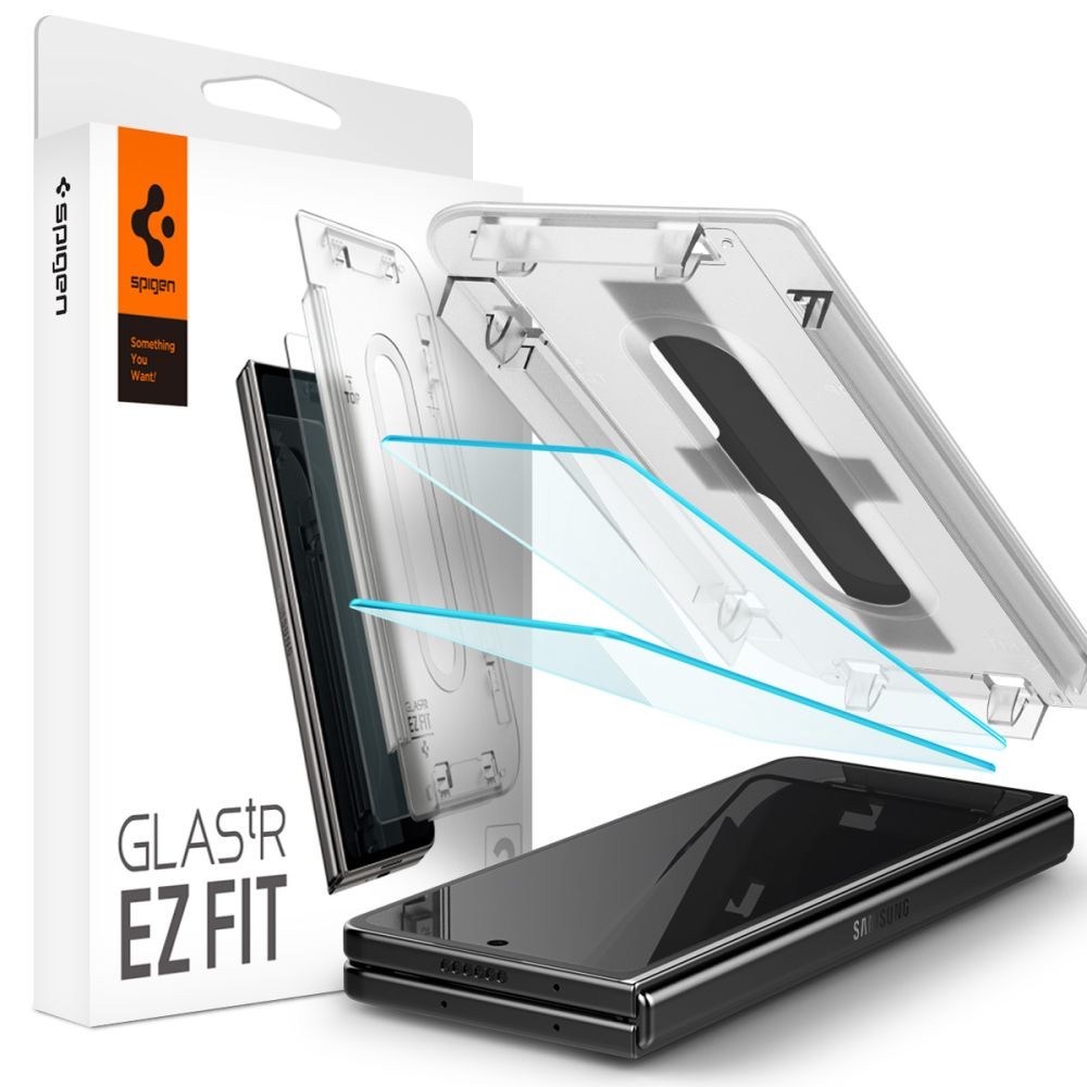 Skaidrus apsauginis grūdintas stiklas (2vnt)"Spigen Glas.”EZ FIT 2-Pack" telefonui Samsung Galaxy Z Fold 5