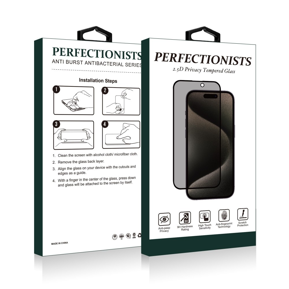 Juodas LCD apsauginis stikliukas "2.5D Privacy Perfectionists" telefonui Apple iPhone 16 Pro Max