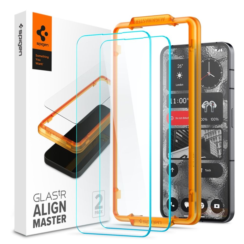 Apsauginis Stiklas Su Montavymo Rėmeliu "Spigen Alm Glas.Tr Slim 2-Pack" telefonui Nothing Phone 2