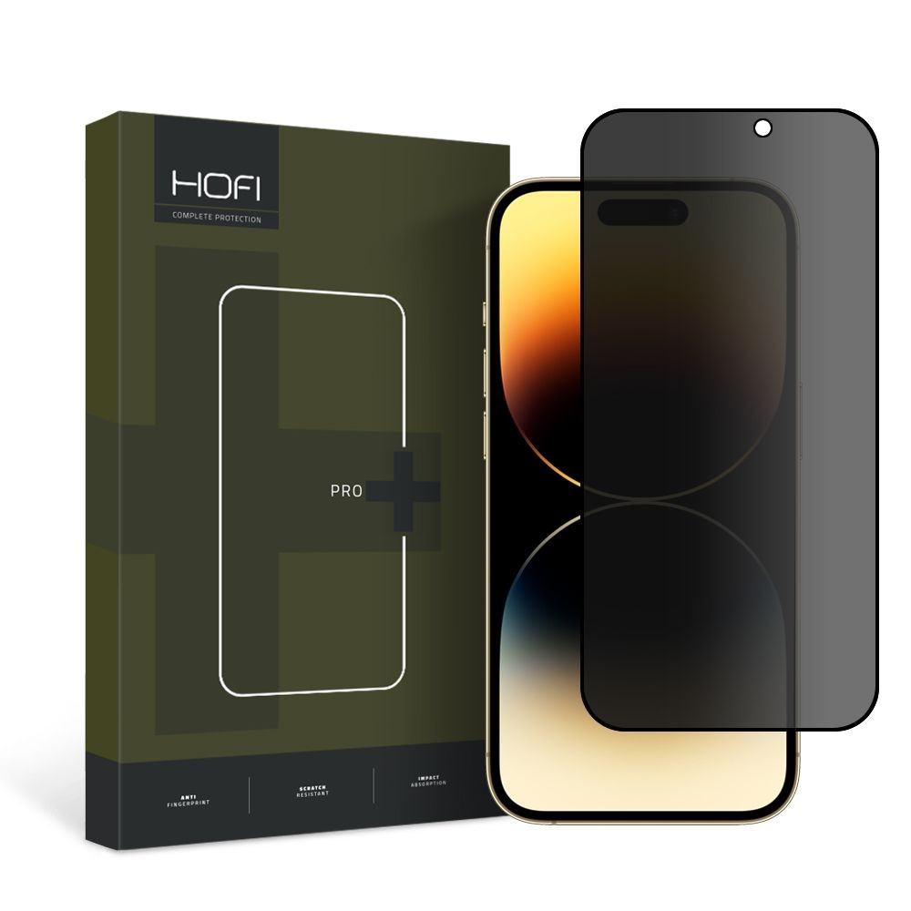 Privatum suteikiantis apsauginis stikliukas "Hofi Anti Spy Glass Pro+ Privacy" telefonui iPhone 15 Pro