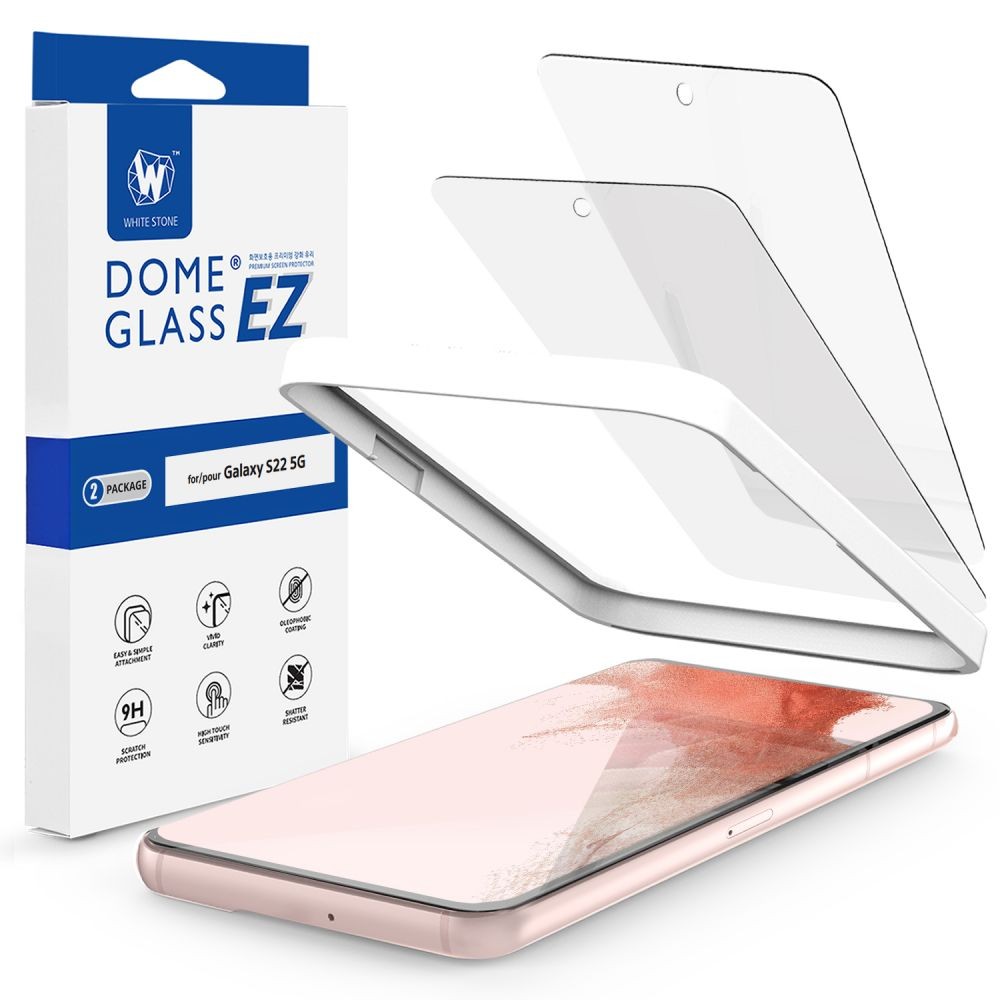 Auksčiausios kokybės apsauginis stiklas "WHITESTONE EZ GLASS" telefonui Samsung Galaxy S22 ( X 2 vnt)