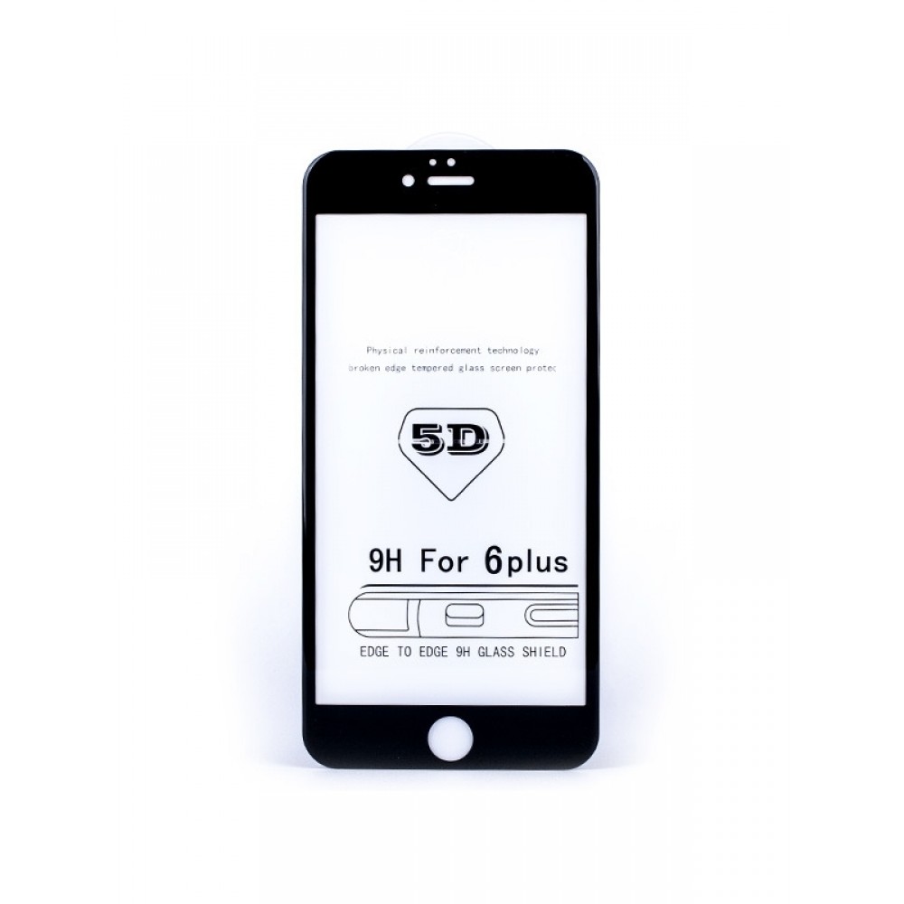 5D juodas apsauginis grūdintas stiklas Apple iPhone 6 Plus / 6S Plus telefonui "Full Glue"