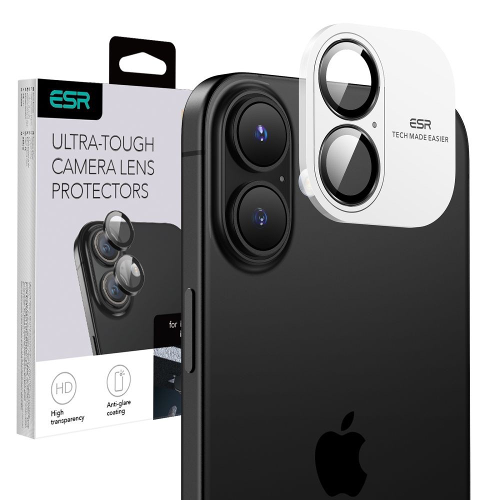 Juodos spalvos kameros apsauga "ESR Armorite Camera Protector" telefonui Apple iPhone 16 / 16 Plus