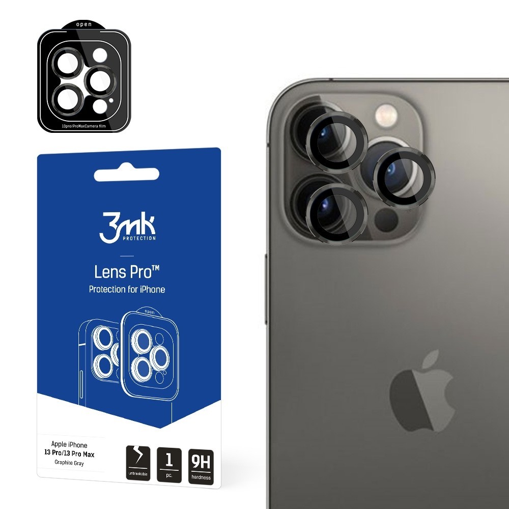 Apsauginis stikliukas kamerai juodais krašteliais "3MK Lens Pro" telefonui Apple iPhone 15