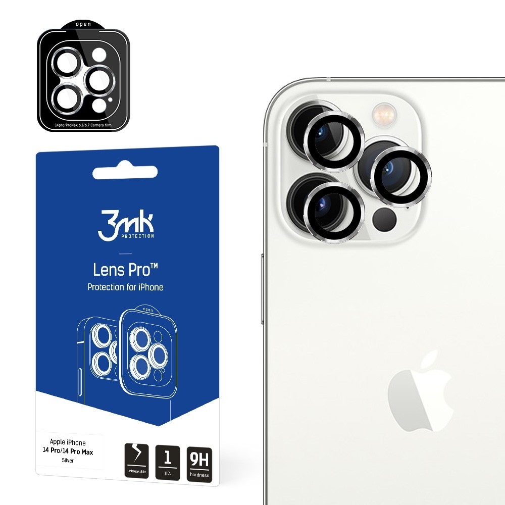 Apsauginis stikliukas kamerai sidabriniais krašteliais "3MK Lens Pro" telefonui Apple iPhone 15