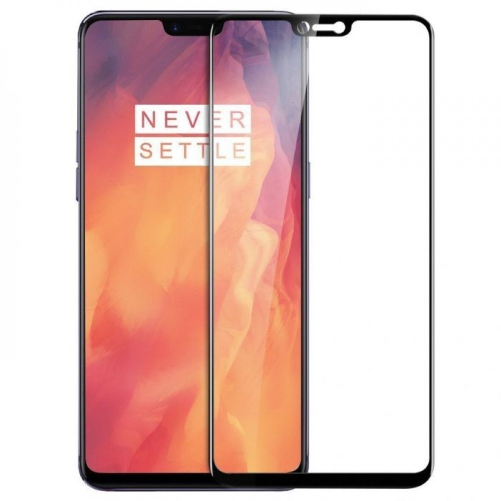 Apsauginis grūdintas stiklas juodais krašteliais 5D "Full Glue" telefonui OnePlus 6