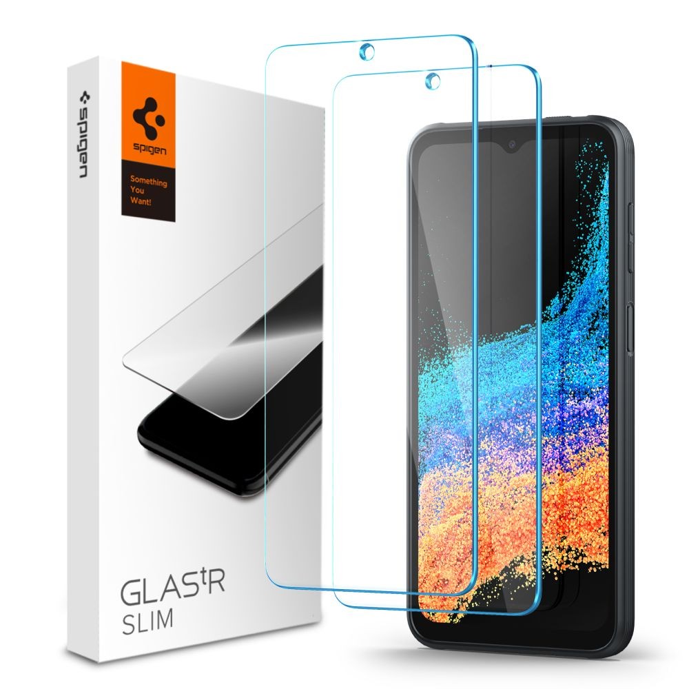 Skaidrus apsauginis grūdintas stiklas (2X)"Spigen Glas.Tr Slim 2-Pack" telefonui Samsung Galaxy Xcover 6 Pro