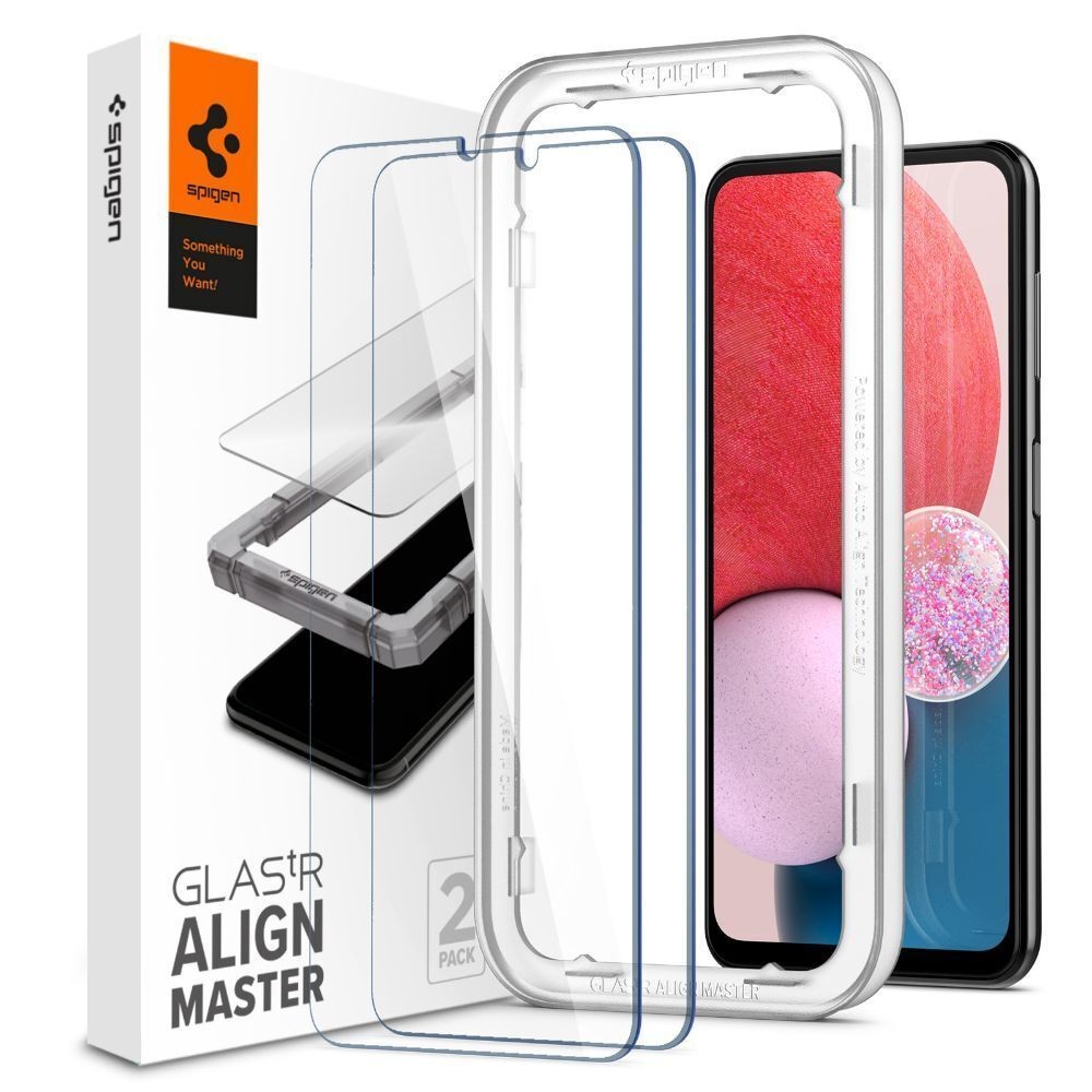 Apsauginis Stiklas Su Montavymo Rėmeliu "SPIGEN ALM GLAS.TR 2-PACK" telefonui Galaxy A13 4G / LTE