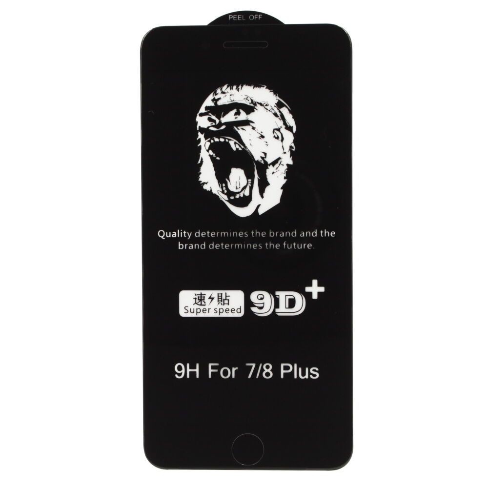 Juodais apvadais apsauginis grūdintas stiklas Apple iPhone 7 Plus / 8 Plus telefonui "9D Gorilla "