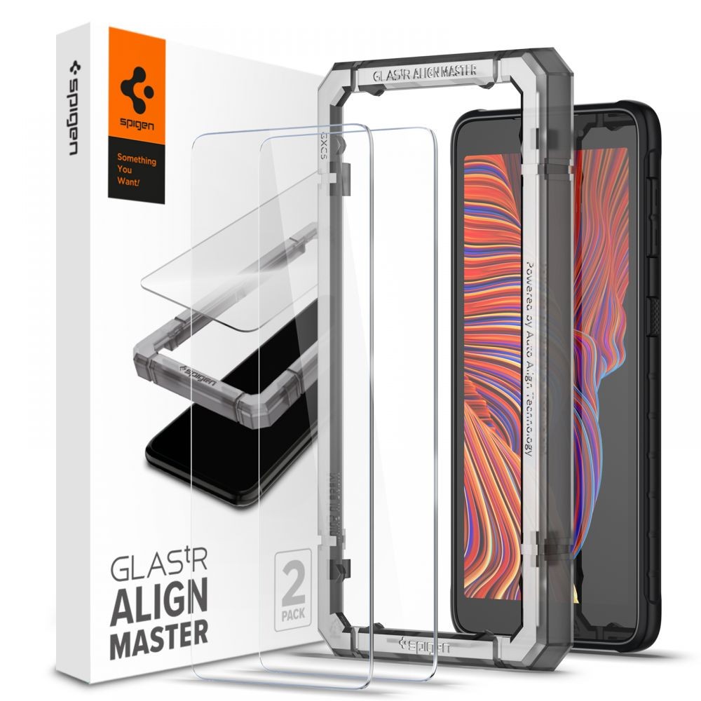 Apsauginis Stiklas Su Montavymo Rėmeliu "SPIGEN ALM GLAS.TR SLIM 2-PACK" GALAXY XCOVER 5 telefonui
