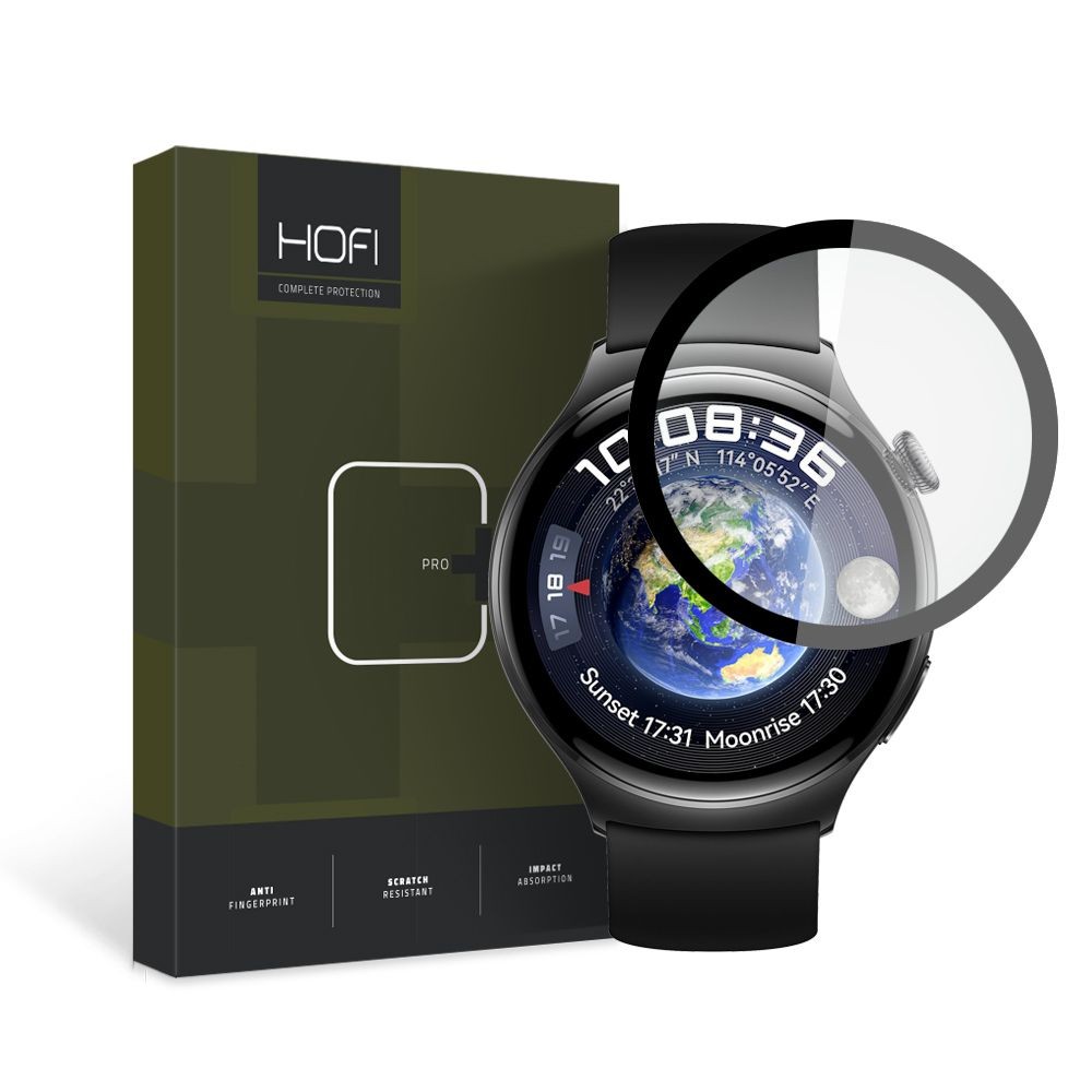 Juodas apsauginis stiklas Hofi "Hybrid Pro+" laikrodžiui Huawei Watch 4 PRO (46 MM)