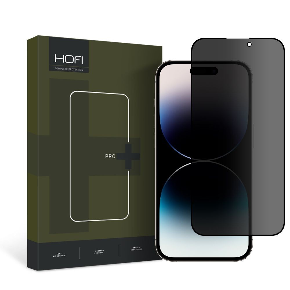 Privatum suteikiantis apsauginis stikliukas "Hofi Anti Spy Glass Pro+ Privacy" telefonui iPhone 14 Pro