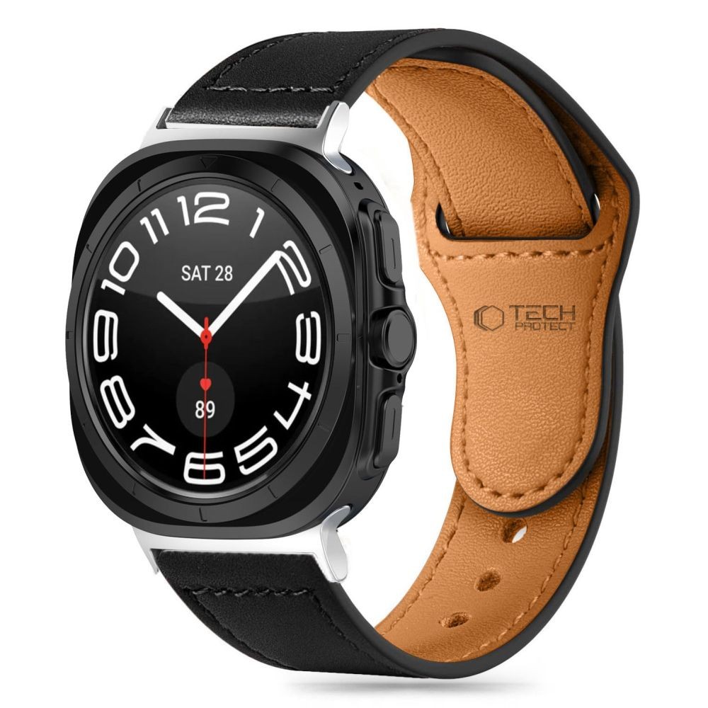 Juoda apyrankė "Tech-Protect Leatherfit" laikrodžiui Samsung Galaxy Watch Ultra (47MM)