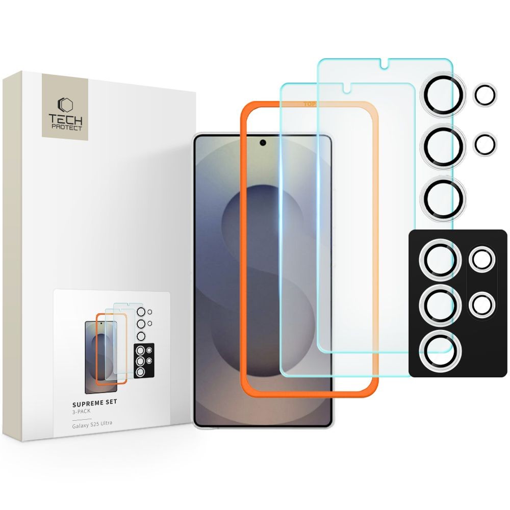 Apsauginių stikliukų rinkinys "Tech-Protect Supreme Set 3-Pack" telefonui Samsung Galaxy S25 Ultra