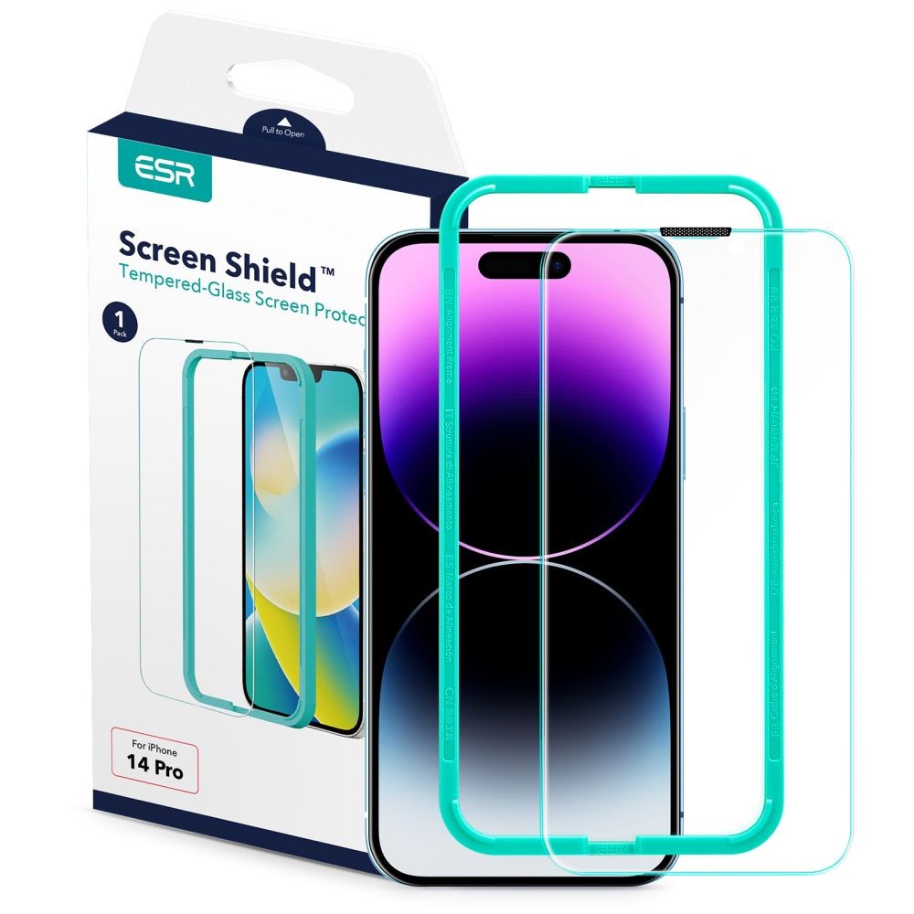 Apsauginis grūdintas stiklas su montavimo rėmeliu "Esr Screen Shield" telefonui iPhone 14 Pro