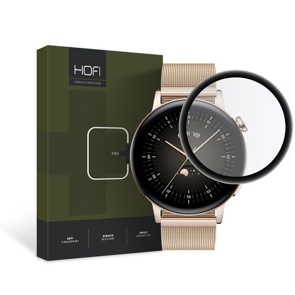 Juodas apsauginis stiklas ''Hofi Hybrid Pro+" laikrodžiui Huawei Watch GT 3 (42 MM)