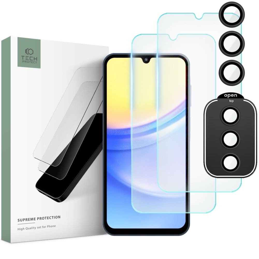 Apsauginių stikliukų rinkinys "Tech-Protect Supreme Set" telefonui Samsung Galaxy A15 4G / 5G