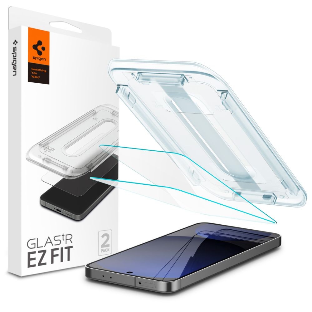 Apsauginis stiklas "Spigen Glas.TR ”EZ Fit” (2-vnt) su montavymo rėmeliu telefonui Samsung Galaxy S24 FE