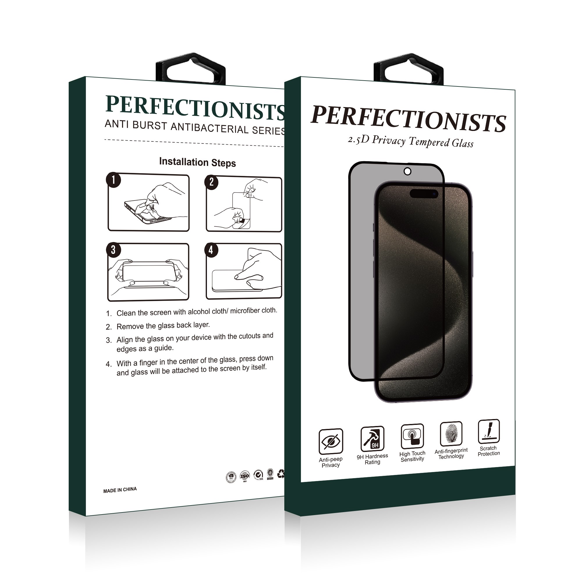 LCD apsauginis stikliukas 2.5D Privacy Perfectionists Apple iPhone 13 Pro Max/14 Plus juodas