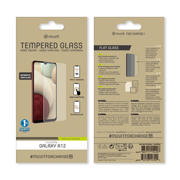 Samsung Galaxy A12 Tempered 2.5D Screen Glass By Muvit Transparent