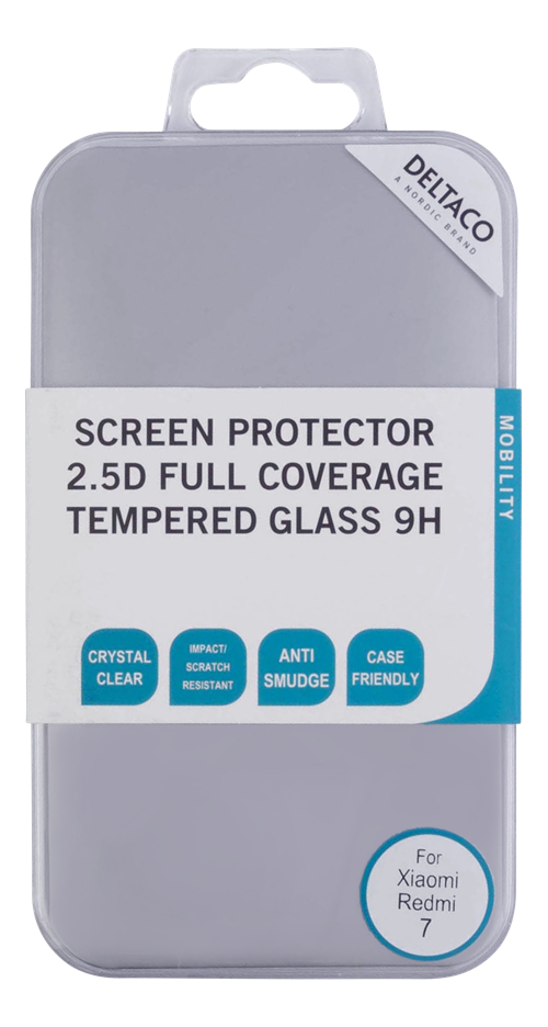 DELTACO screen protector for Xiaomi Redmi 7, 2.5D tempered glass, 9H hardnessTempered glass screen p